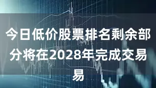 今日低价股票排名剩余部分将在2028年完成交易
