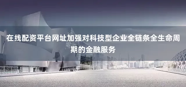 在线配资平台网址加强对科技型企业全链条全生命周期的金融服务